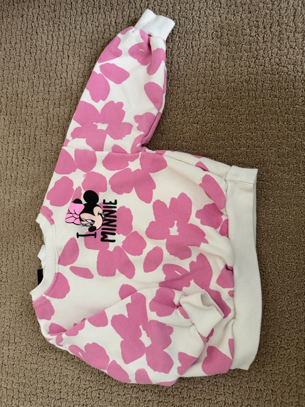 Disney Cream Sweatshirt with Pink Floral Minnie Graphic on front and back